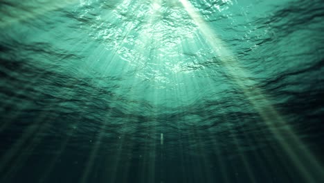 rayos solares submarinos en el océano (bucle)