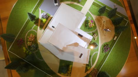 architectural model of a modern house and garden