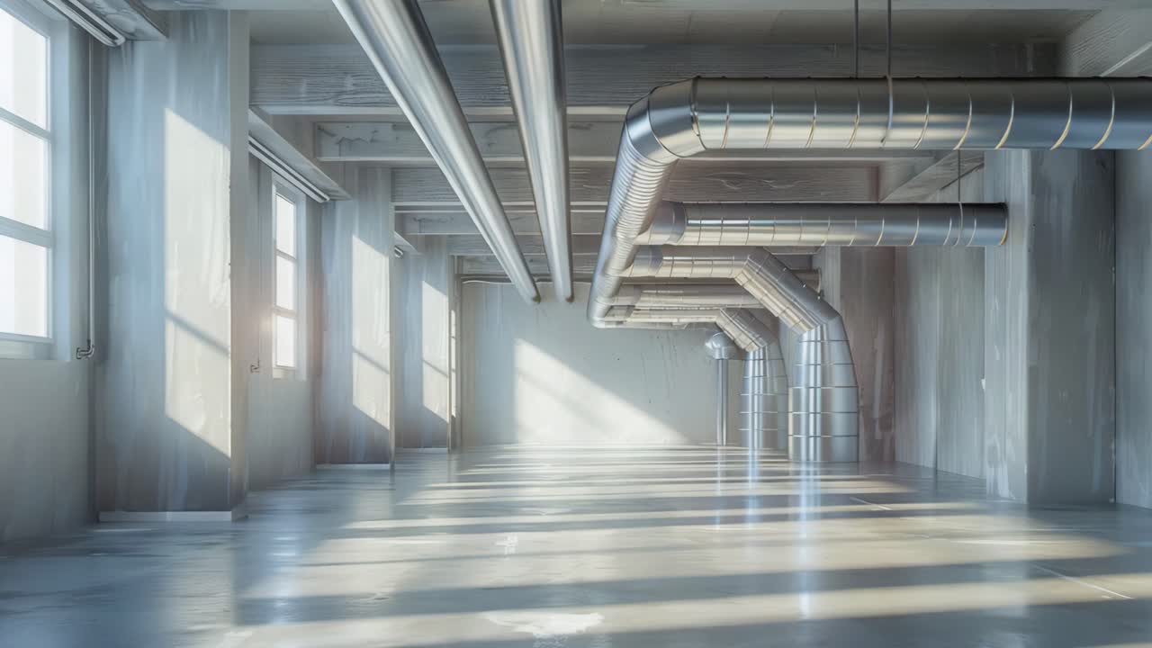 Empty Industrial Loft with Pipes