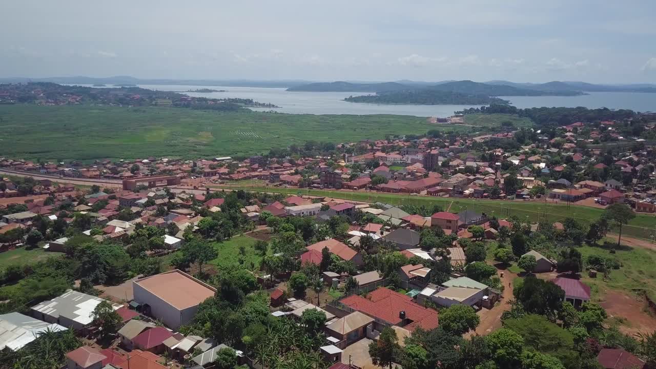 Kampala-Jinja Mainline Expressway And Kampala Southern Urban Bypass On Lake Victoria, Kampala, Uganda, Africa. Aerial Drone Shot