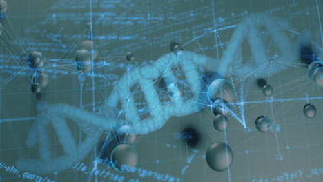 Animación-De-La-Estructura-Molecular-Y-La-Cadena-De-ADN-Sobre-Ecuaciones-Y-Datos-Científicos