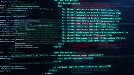 developer is browsing html code on the computer screen loop animation.