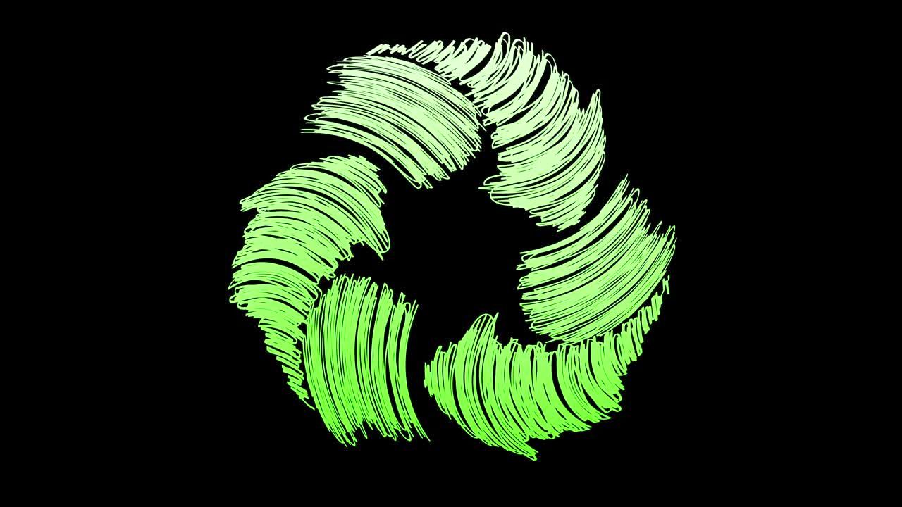 símbolo de reciclaje dibujado en verde con efecto de garabateo
