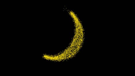 metaverse abstract technology yellow moon, crescent background made of animated lines and dots, particles. blend mode