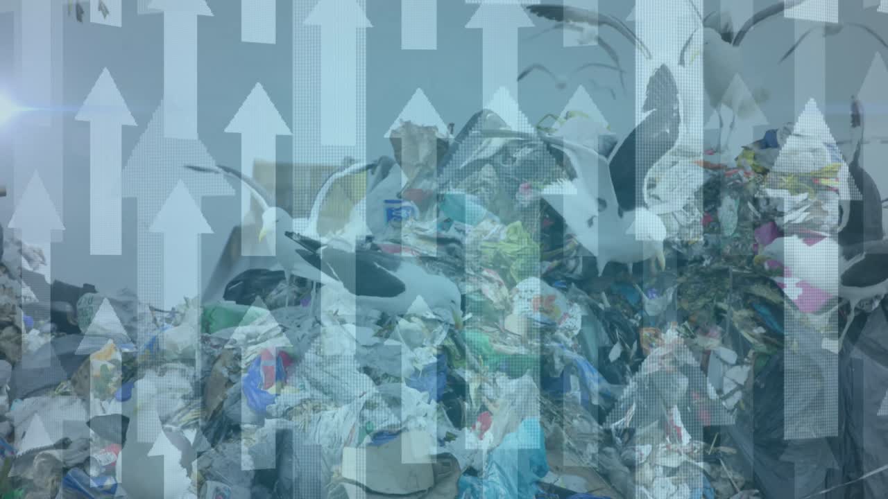 쓰레기 매립장에 올라가는 화살표의 애니메이션