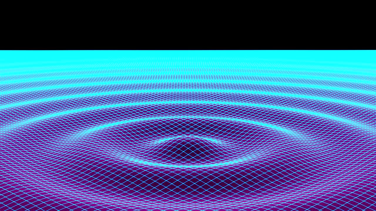 The grid of a drop and rippled surface. 3D Illustration.