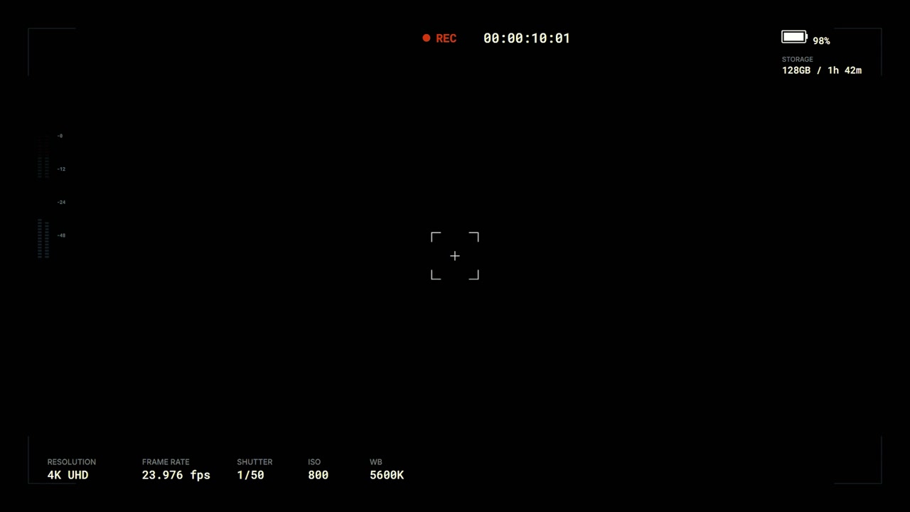 Digital Camera Recording Interface Overlay on Black Background