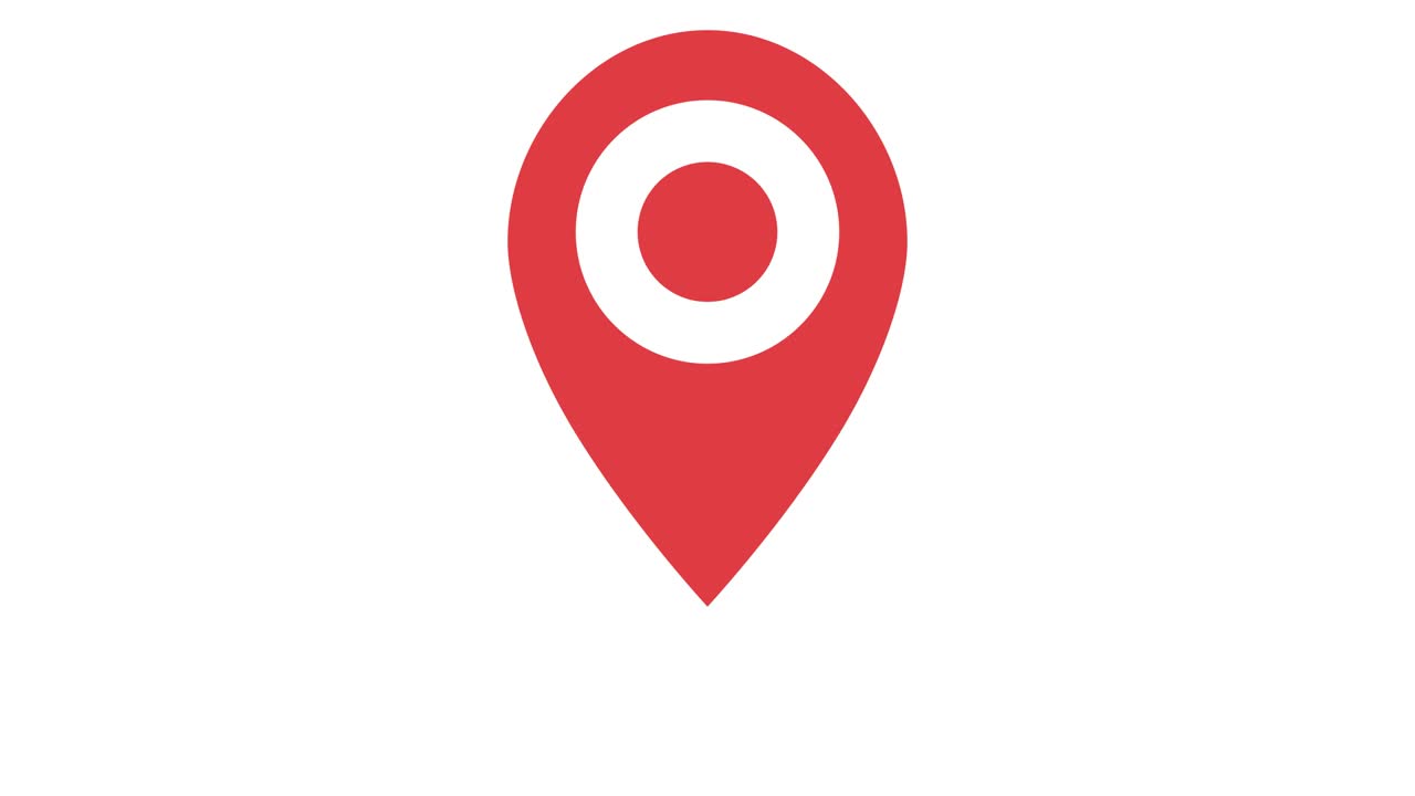 навигационная карта и икона красной контрольной точки. анимация цикла на белом фоне. резолюция 4k.