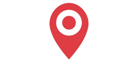 mapa de navegación y icono de punto de control rojo. animación de bucle en fondo blanco. resolución 4k.