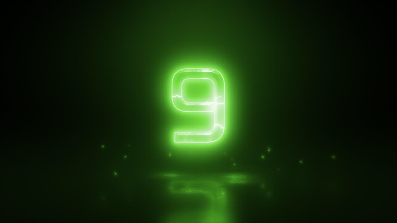 10 segundos de cuenta atrás relámpago verde reloj temporizador 4k zoom chispas brillantes partículas de impacto tendencia hermosa moderna 3d realista oscuro minimalista línea de tiempo celebración digital top 10 elegante