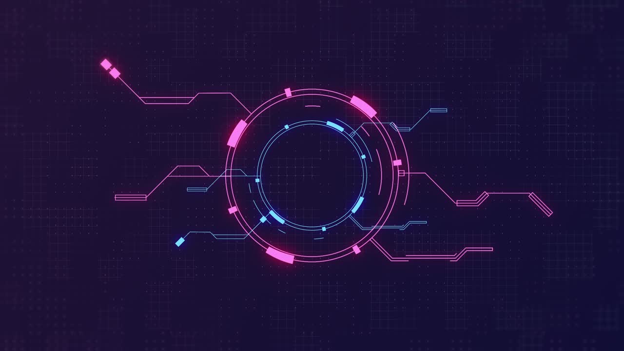 Animation of futuristic HUD user interface. FUI, GUI,UI virtual cyberspace elements. Abstract Computer technology background. hi-tech design.  virtual reality