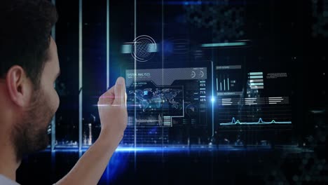 hombre usando una tableta digital futurista