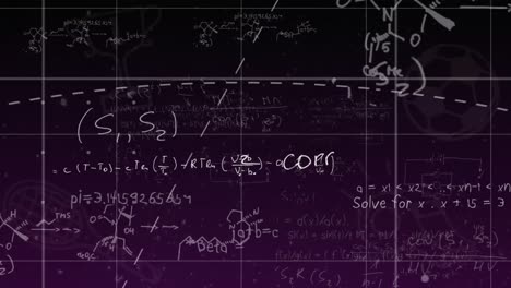 Animation-of-mathematical-drawings-and-formulas-over-lights-on-dark-background