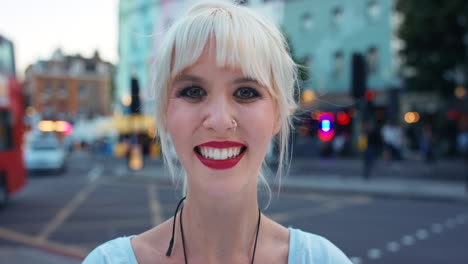 happy woman in london city