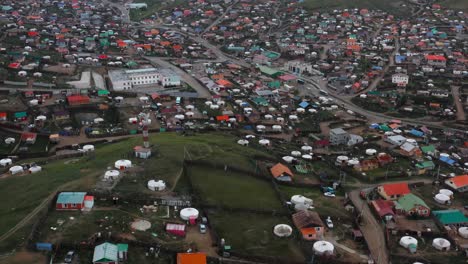 flying over of famous ulaanbaatar capital of mongolia