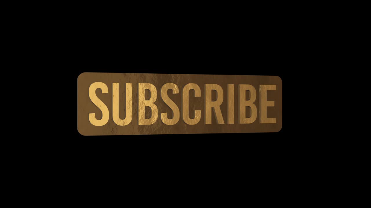 Animated subscribe button. Metal gold iron. Alpha channel