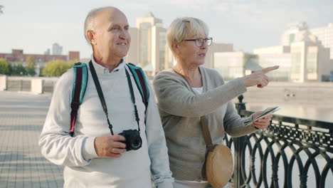 senior couple exploring the city