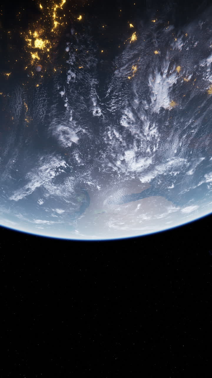 la tierra desde el espacio por la noche