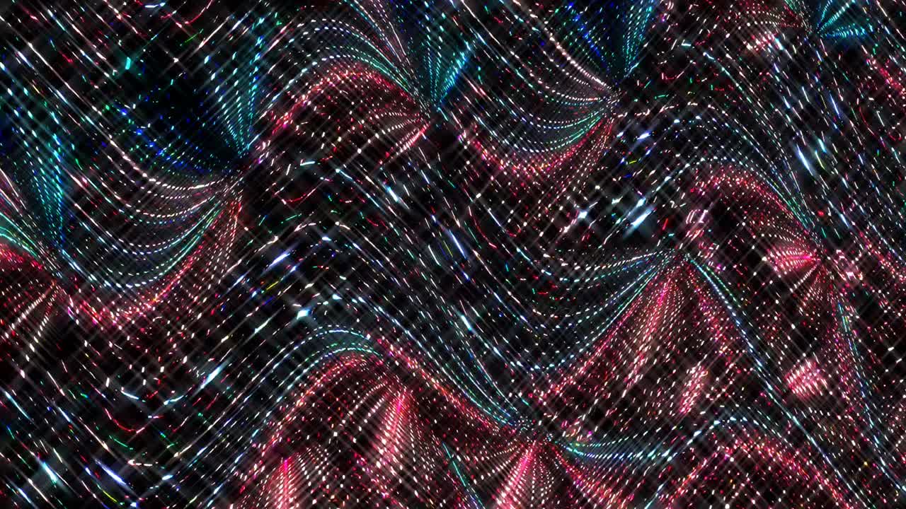 shining bright lines set wave motion, colorful, on black background