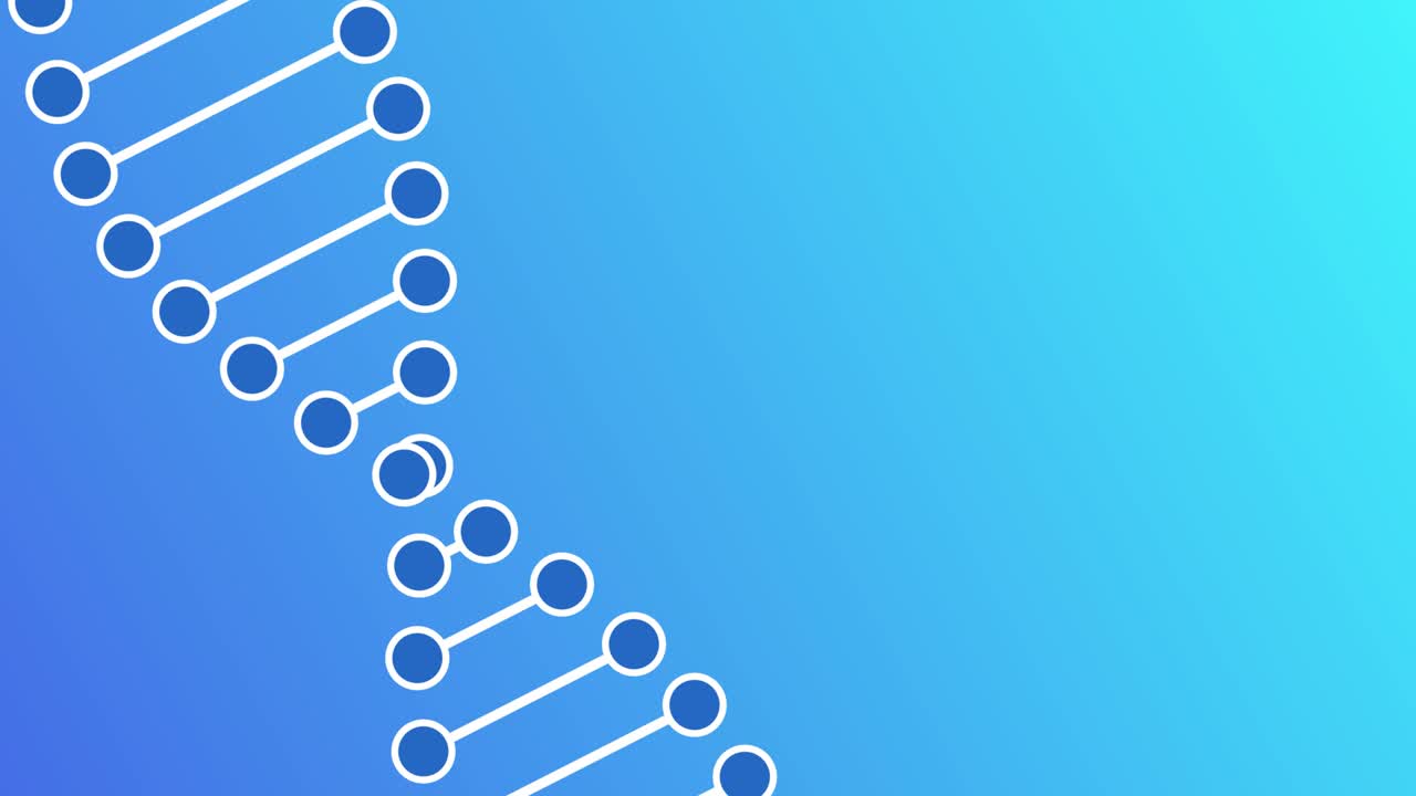 Animation of abstract DNA on blue background with seamless loop. Conceptual design of genetic information