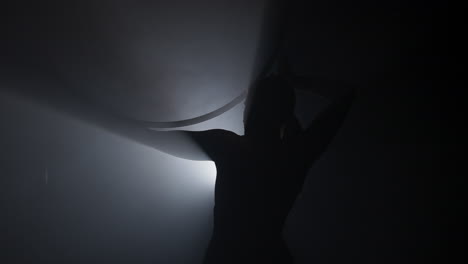 silhouette performance in smoky studio