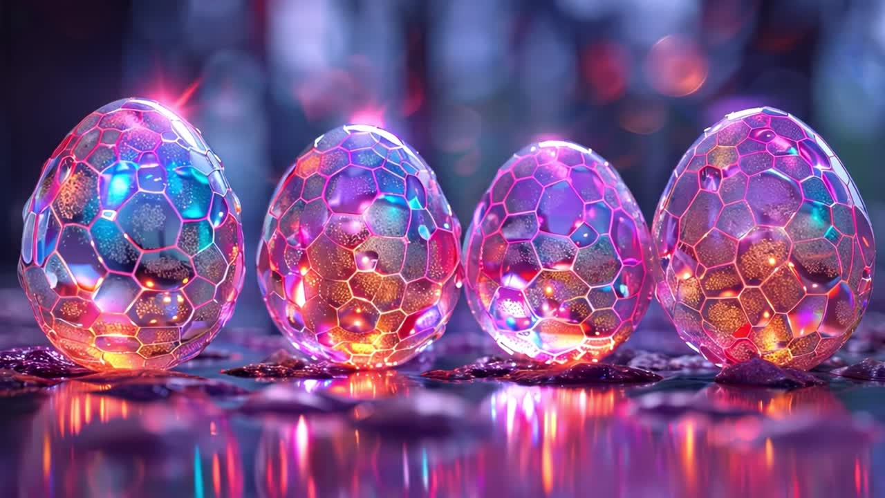 Glowing Futuristic Hexagon Eggs