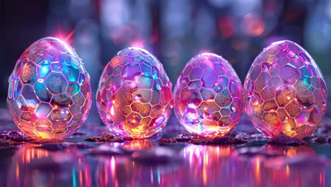 glowing futuristic hexagon eggs