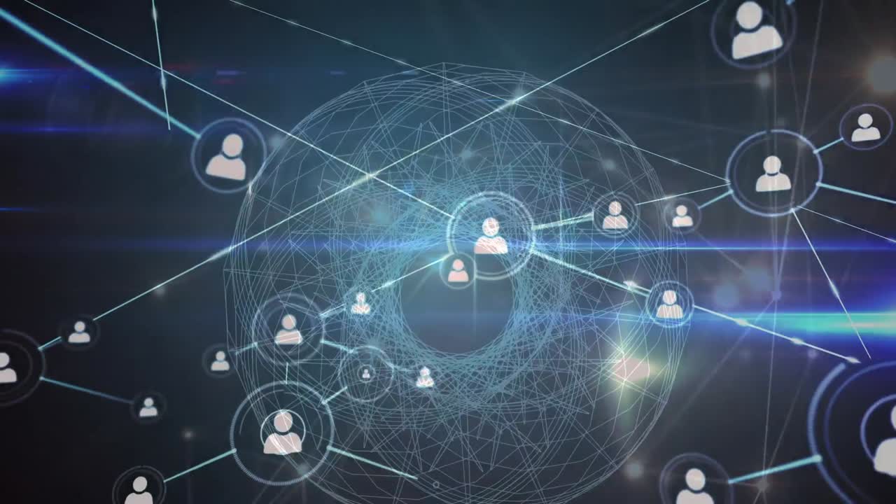 animación de la red de conexiones sobre un fondo oscuro