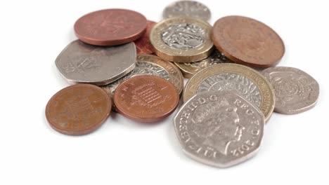 UK-Currency-pounds-coins-rotating-close-up-footage-against-the-white-background