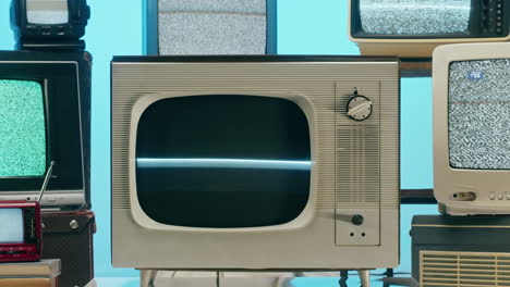 A collection of vintage televisions