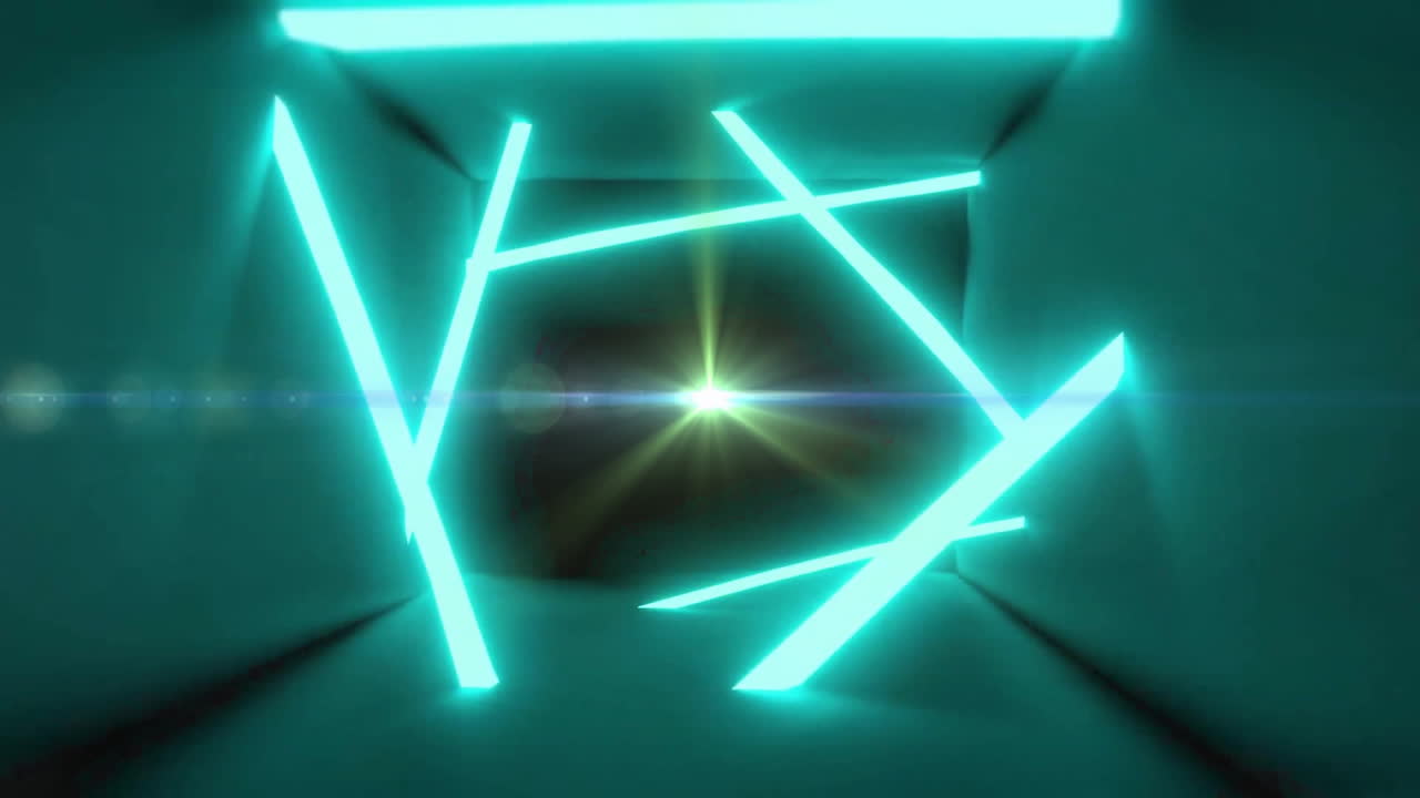 animación de líneas de neón y rastros de luz sobre fondo negro