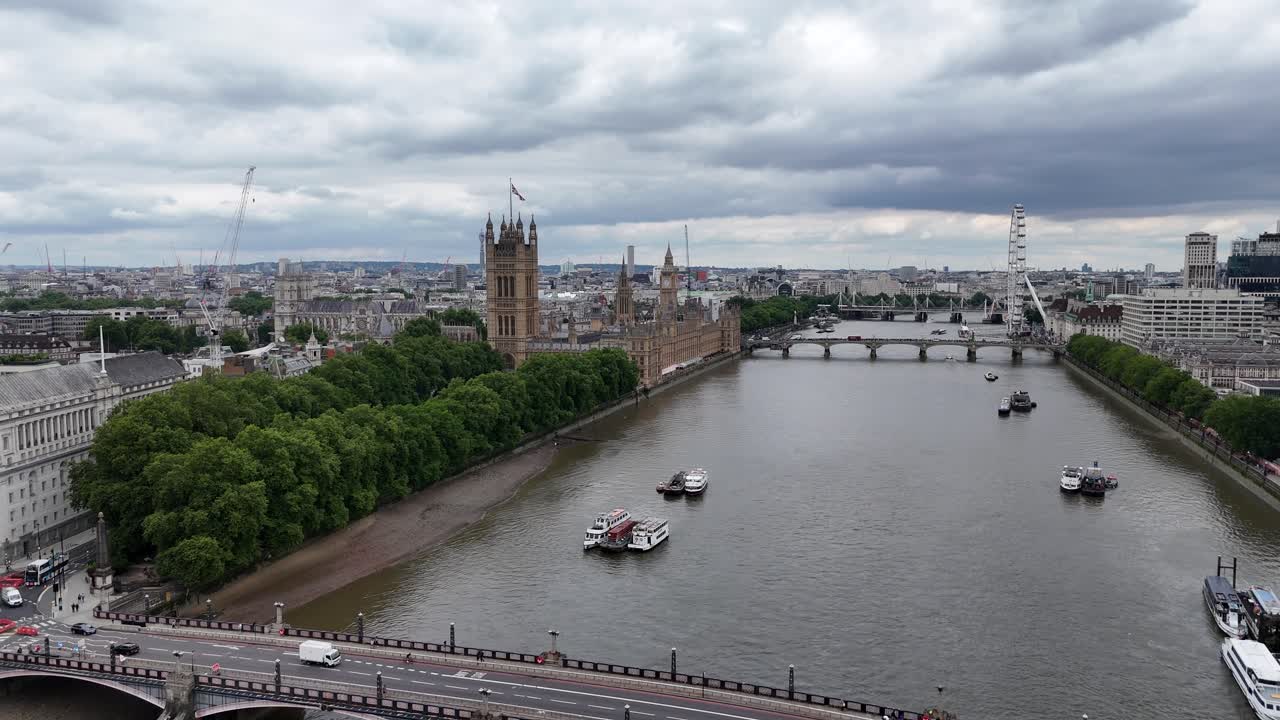 Houses of Parliament London UK drone,aerial