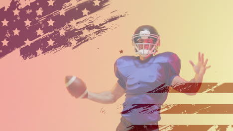 Animation-of-caucasian-american-football-player-and-flag-of-usa