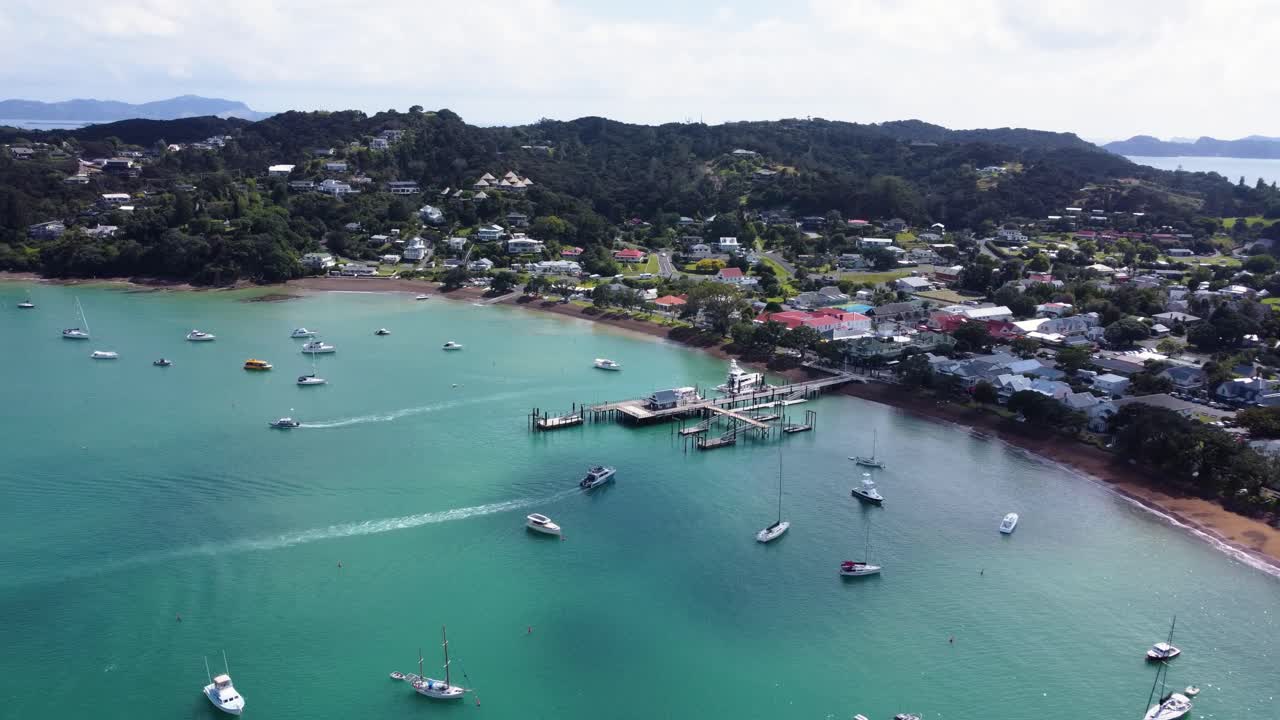 AERIAL Shot of Russell Harbour in New Zealand