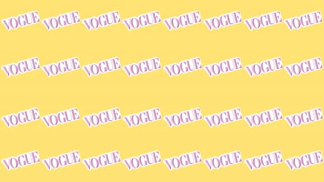 Animation-of-vogue-text-repeated-on-yellow-backgroud