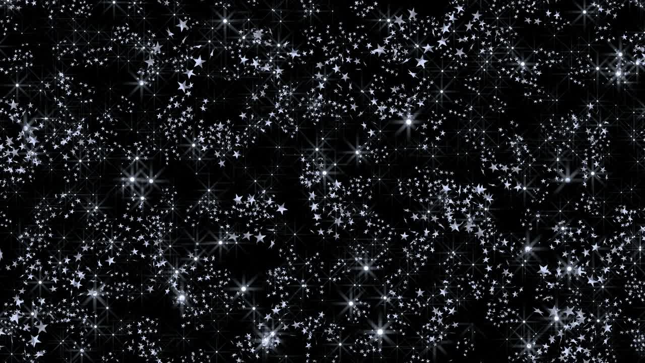 Abstract motion background of shining and sparkling stars. Shimmering shiny silvery particles.