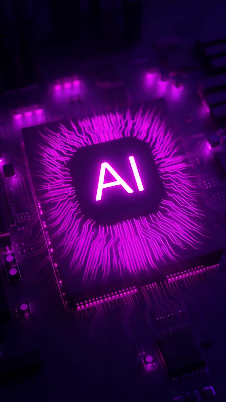 Sfondo Tecnologico Futuristico con Scheda Madre e Chip AI 4K