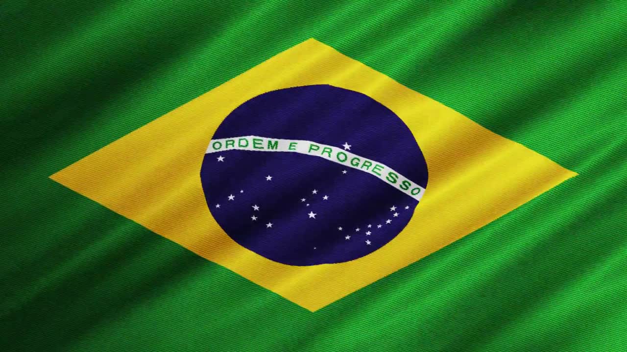 Brasiliens flag vajende i baggrunden.