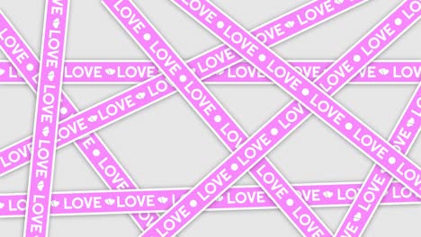 salvapantallas animado. cintas móviles con los corazones y la inscripción amor. día de san valentín y 8 de marzo salvapantalles.