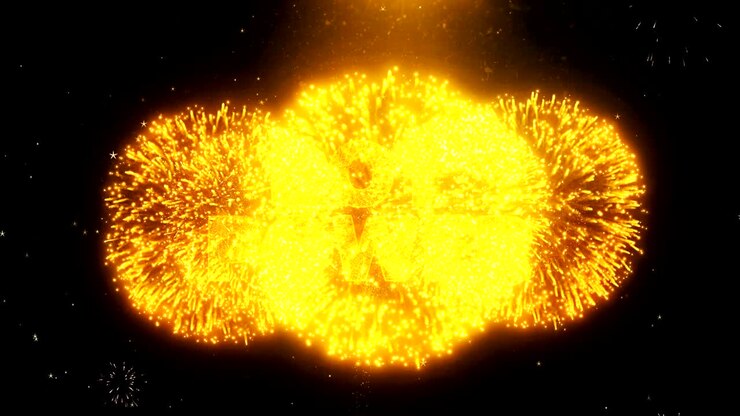 Boy Power Text on Firework Display Explosion Particles.