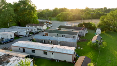 aerial view of run down mobile houses