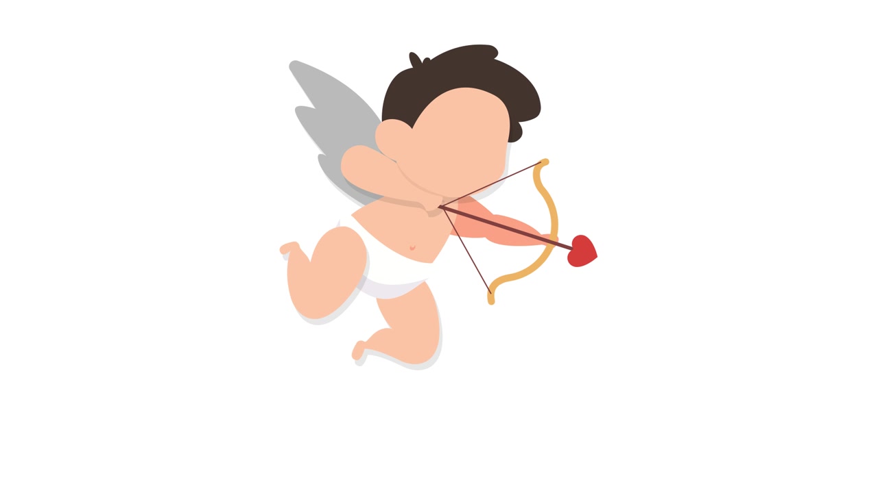 Animated Cupid Flying with Bow and Heart Arrow