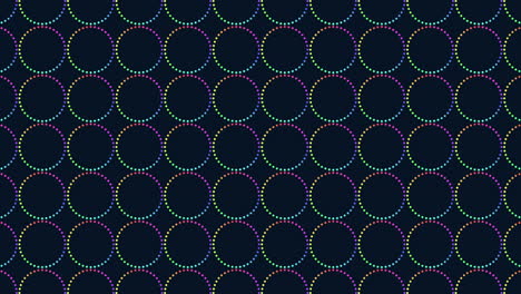 seamless neon rainbow geometric circles pattern in rows