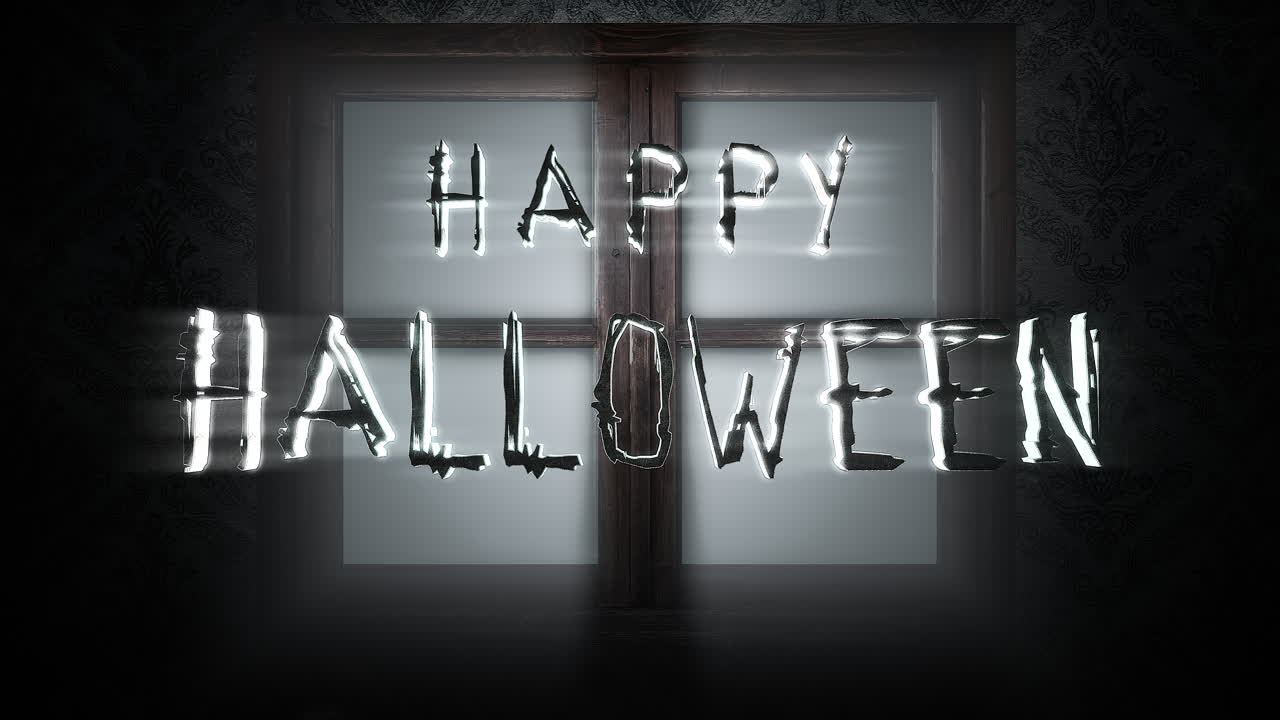 닫힌 창 해피 할로윈과 신비로운 공포 배경