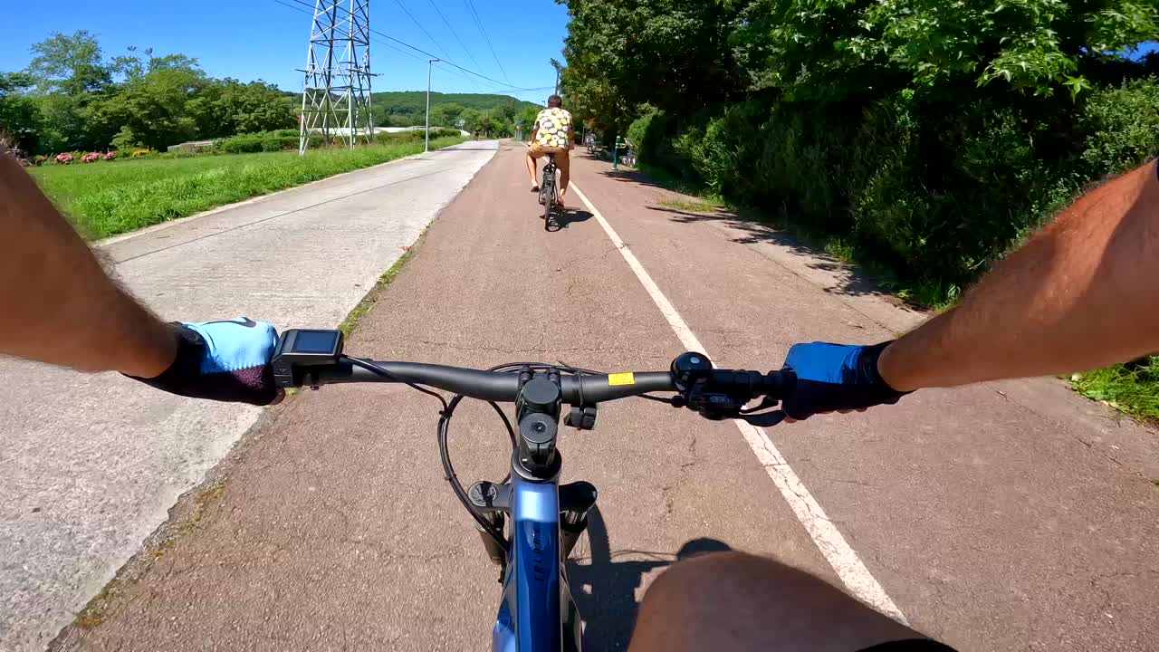 Cycling on a bike path