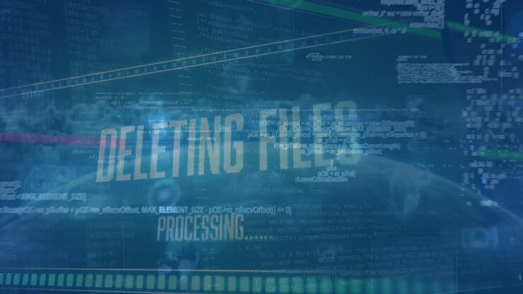 Animation of data processing against clouds in the sky