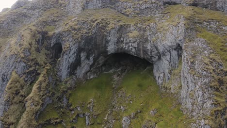 drone shot of the highest cave in ireland, located in sligo