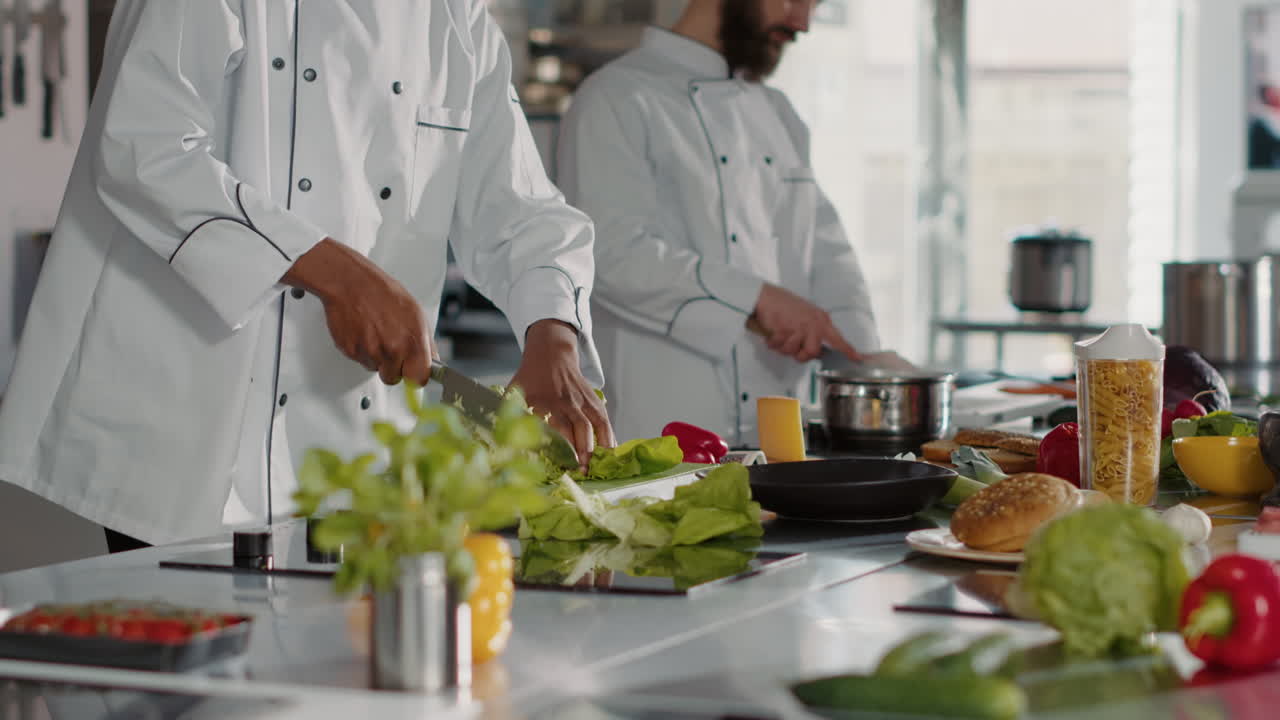 Young cook preparing celery to make healthy culinary dish