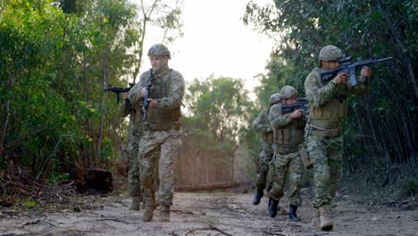 front view of military soldiers training during military training 4k