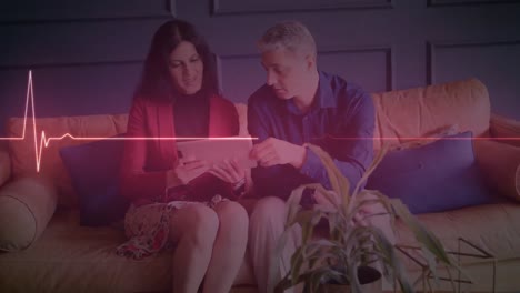 animación de la red de conexiones sobre mujeres y hombres que hacen ejercicio al aire libre